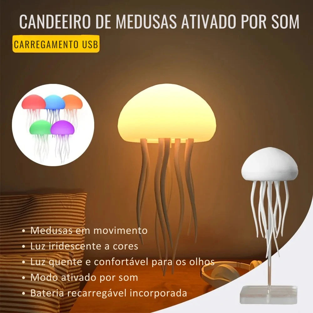 Candeeiro de medusas ativado por som com carregamento USB