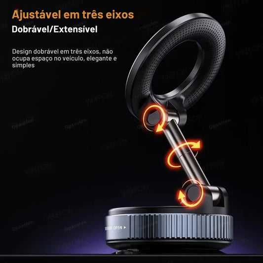 Suporte dobrável em três eixos para telemóvel no carro