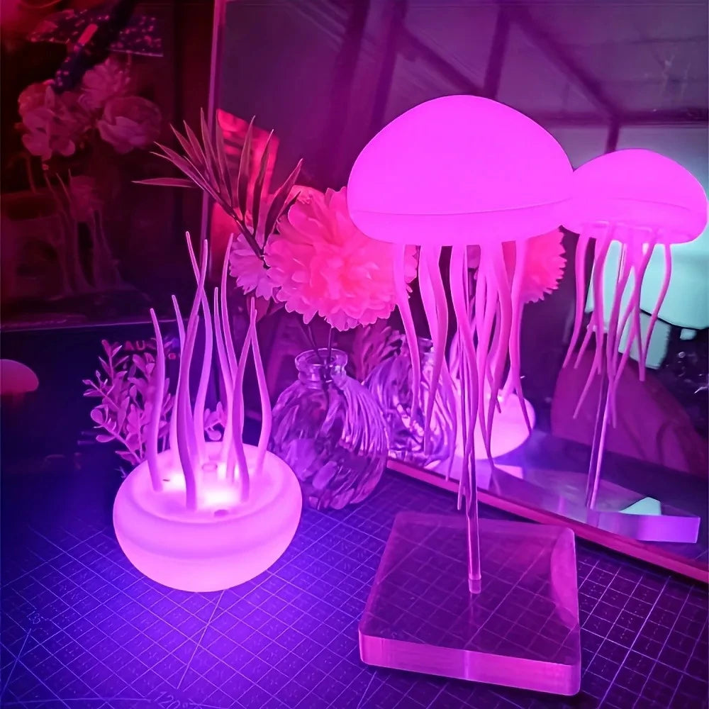 Candeeiro de água-viva LED RGB cor-de-rosa decorativo em quarto