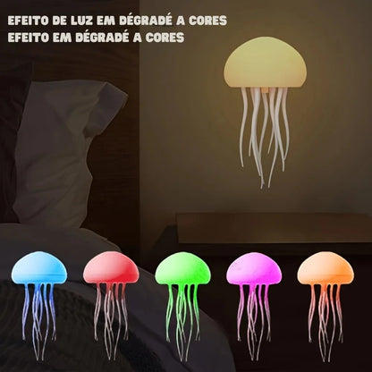 Candeeiro de parede água-viva com luzes em diferentes cores