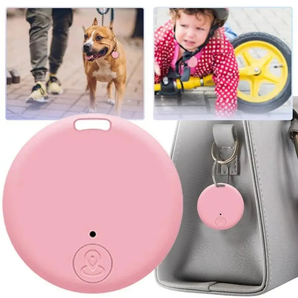 Mini localizador GPS rosa em bolsa e coleira de animais